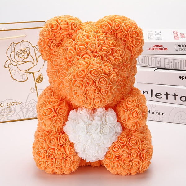 Large Rose Bear with Heart - The Rose Bear Factory